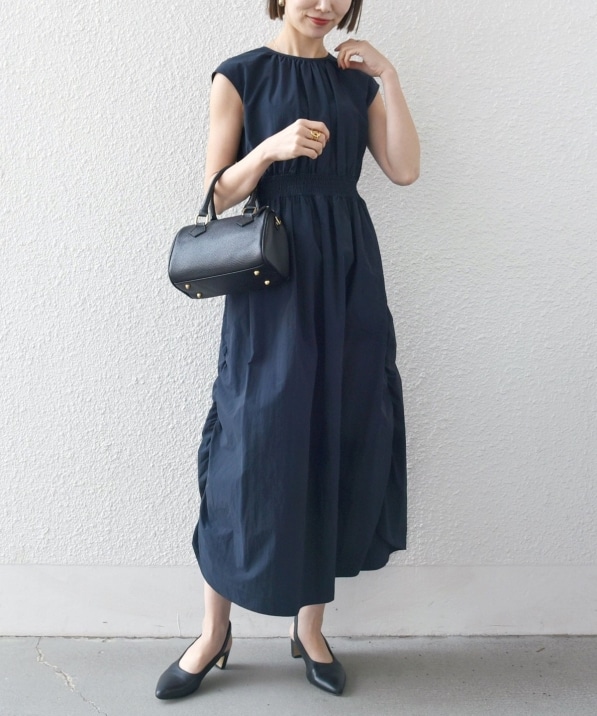 SHIPS any:〈洗濯機可能〉ナイロン サイド ギャザー フレンチスリーブ