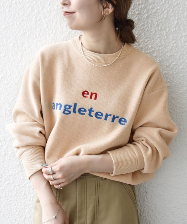 SHIPS any:〈手洗い可能〉モールヤーン クルーネック ロゴ 千鳥柄 プル