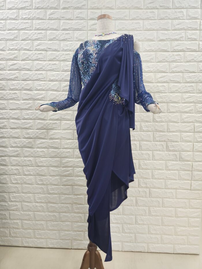 試着・レンタル・購入】社交ダンスドレス Lサイズ ネイビーラテン