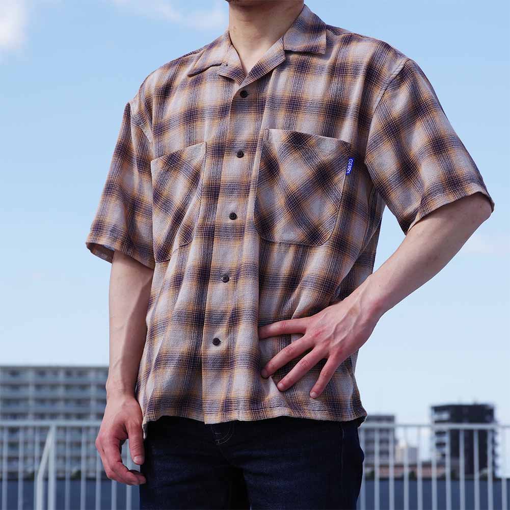 ガーゼ オンブレチェック オープンカラーシャツ｜SHIRT STATION