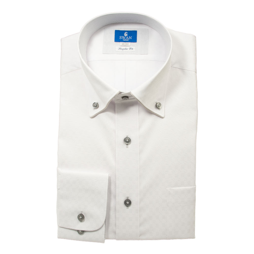 ワイシャツ 無地 ホワイト ドビー エバーフィール SWAN・ブルー