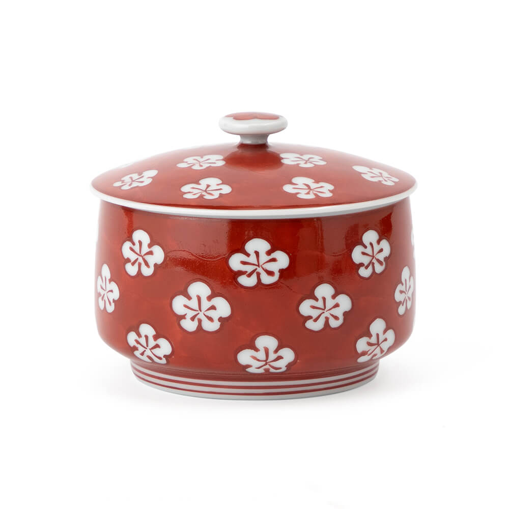 赤絵梅紋 (香物入) 蓋物 ｜ 有田焼の源右衛門窯公式オンラインショップ