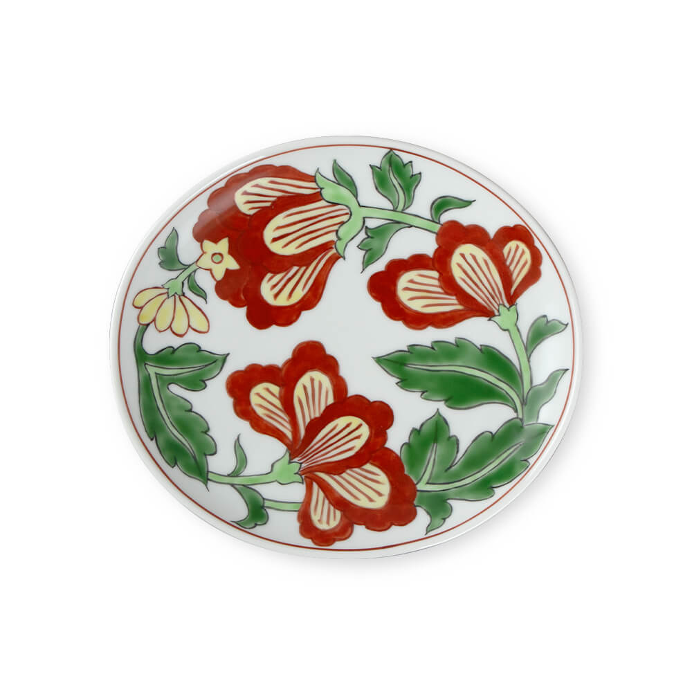 赤絵更紗唐花紋 No.5 皿（楕円・小） ｜ 有田焼の源右衛門窯公式