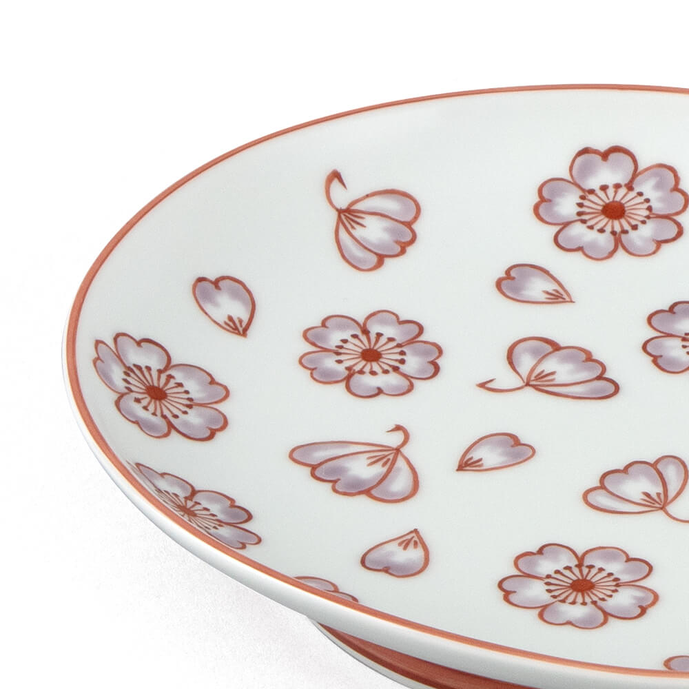 赤絵桜花文 皿（楕円・小） ｜ 有田焼の源右衛門窯公式オンラインショップ