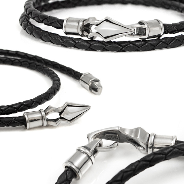 レザーブレスレット×シルバー 2重巻き [DG-008]