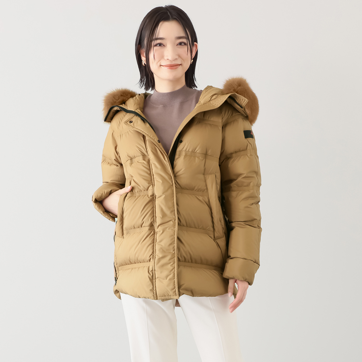 ピューテリー 贅沢フォックスファー付 ミドル丈ダウンコート- ショップ