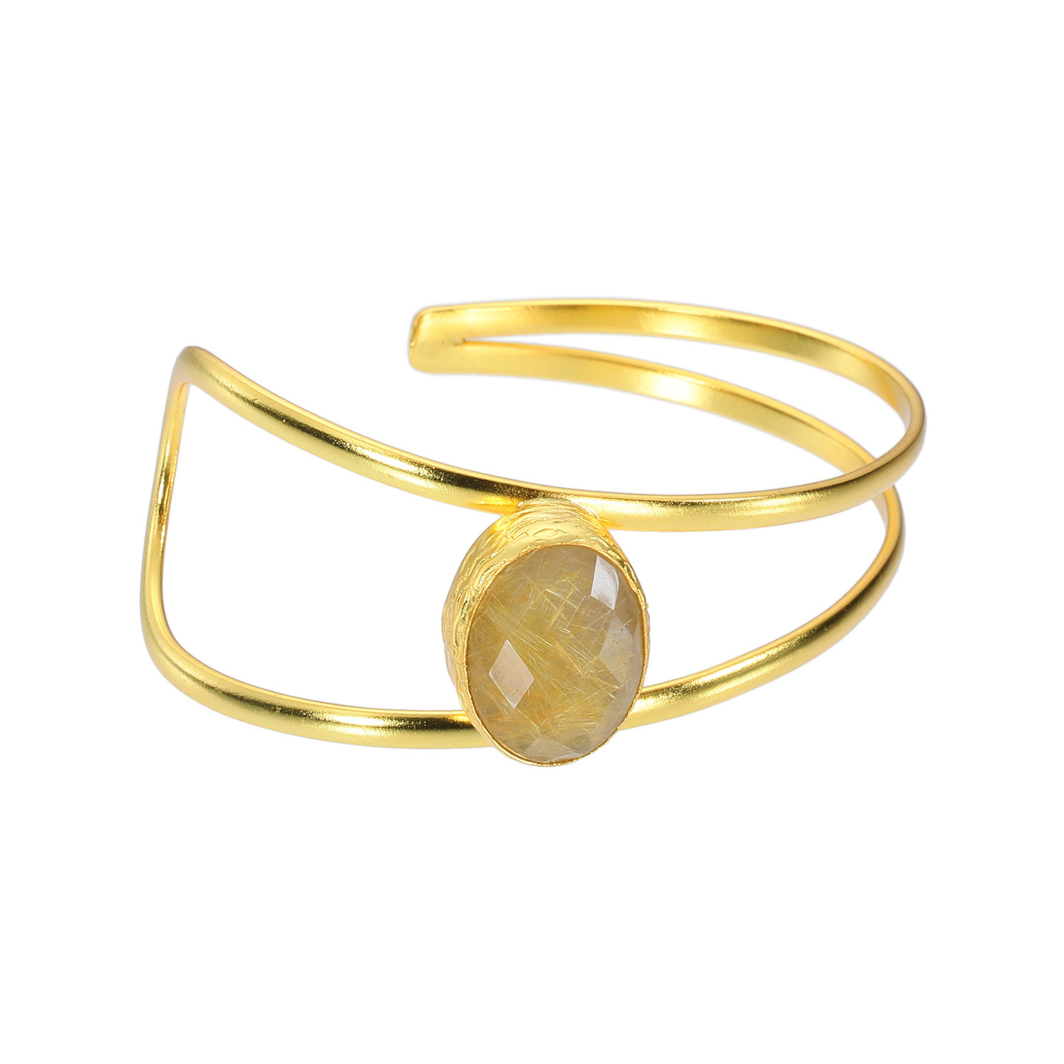 ミモッザジュエリー ルチルクォーツ ダブルライン バングル- ショップ