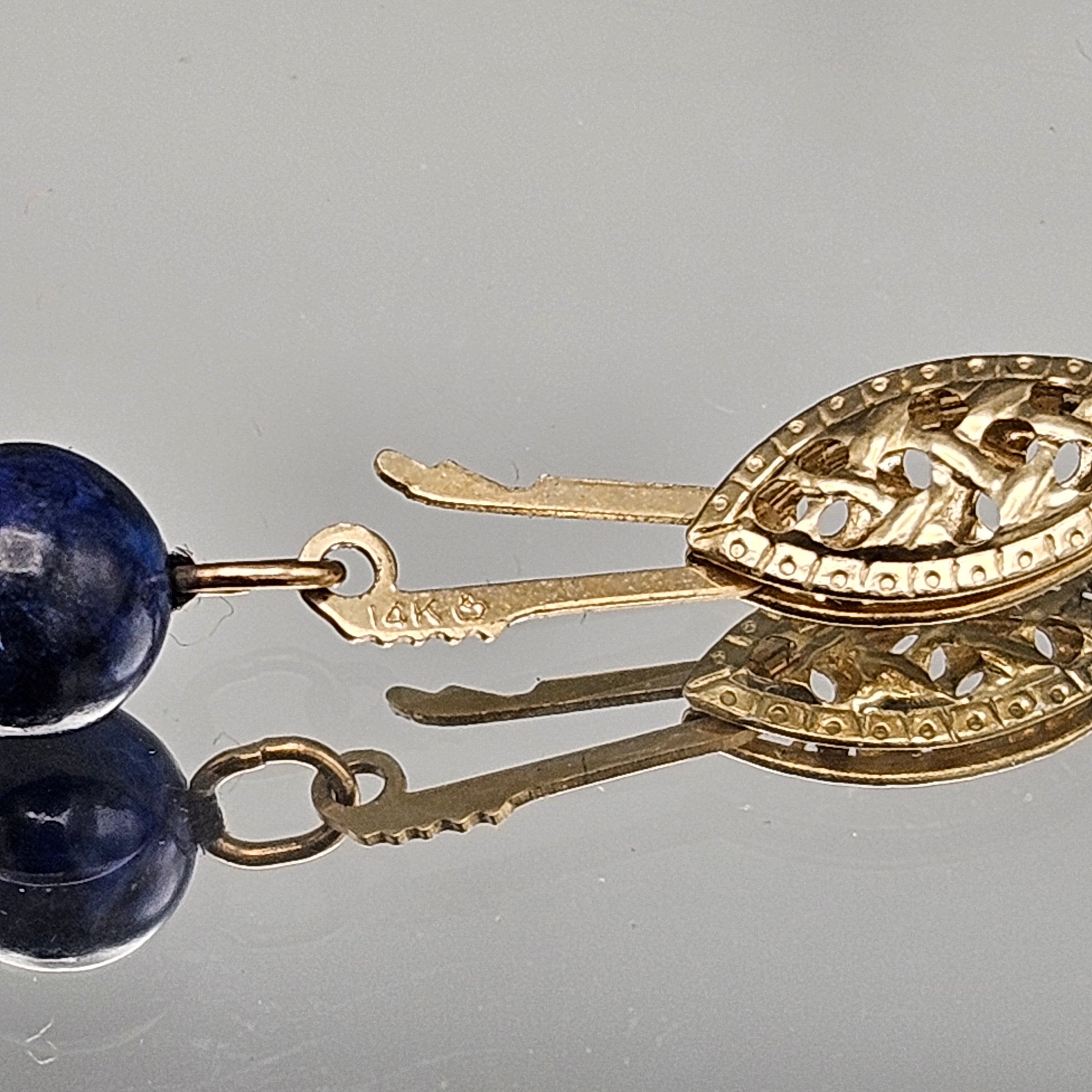 Polished Lapis Lazuli Necklace with 14K Gold Clasp