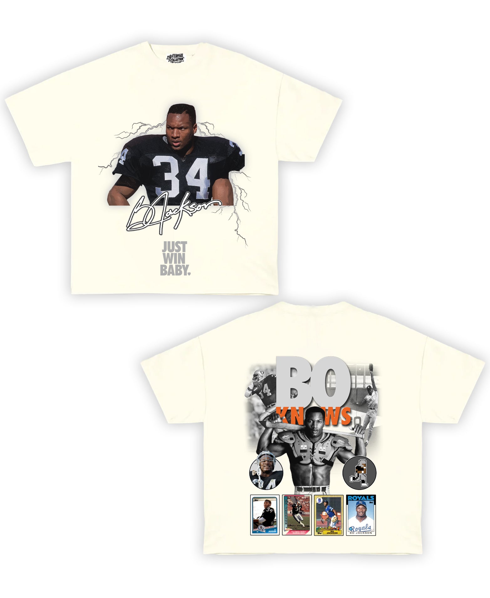 Bo Jackson Tribute Vintage Shirt: Front/Back (White) – The Retro