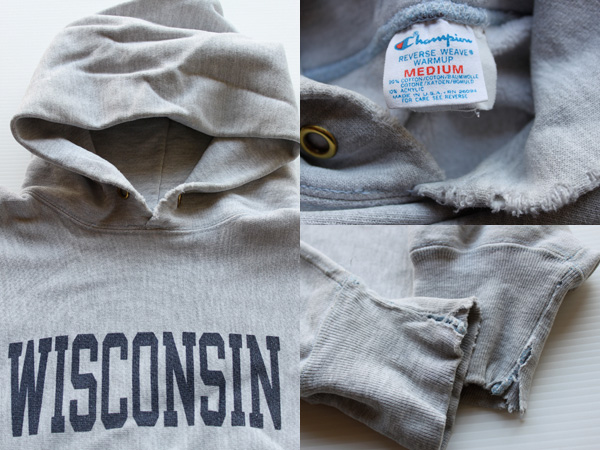 80s USA製 Championチャンピオン WISCONSIN 染み込みプリント リバース