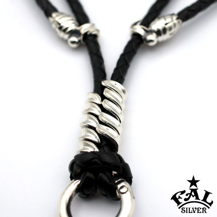 エフエーエル F.A.L FAL レザー チョーカー リーフ 5連 蕾 カウ レザー