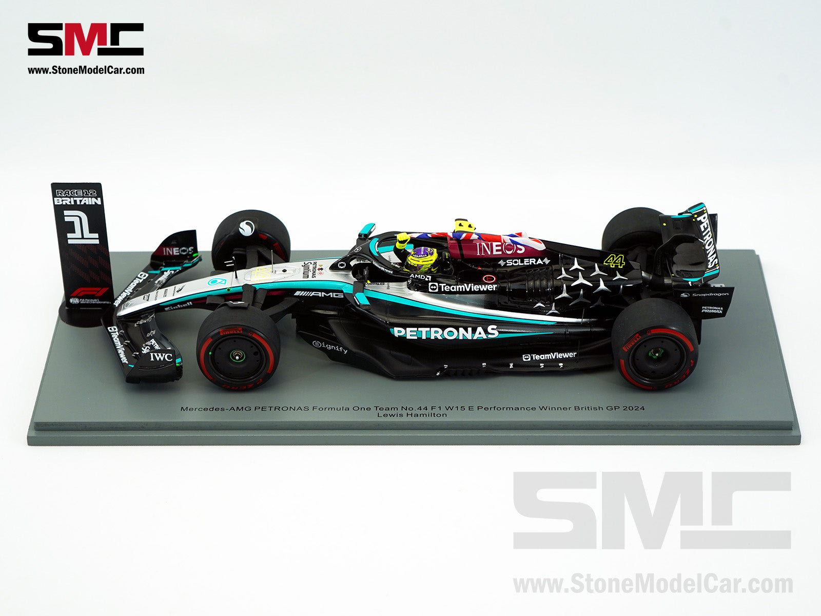 Mercedes F1 W15 #44 Lewis Hamilton British GP 2024 Winner Spark 1