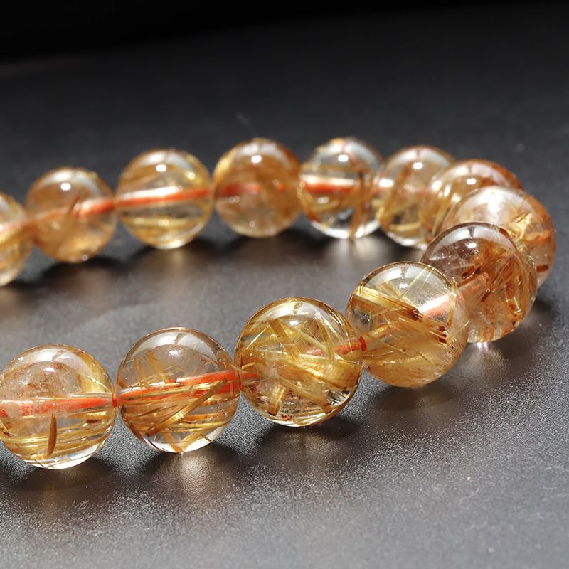 ブレス タイチンルチルクォーツ＜ブラジル産＞ 丸 約10mm 金運 財運