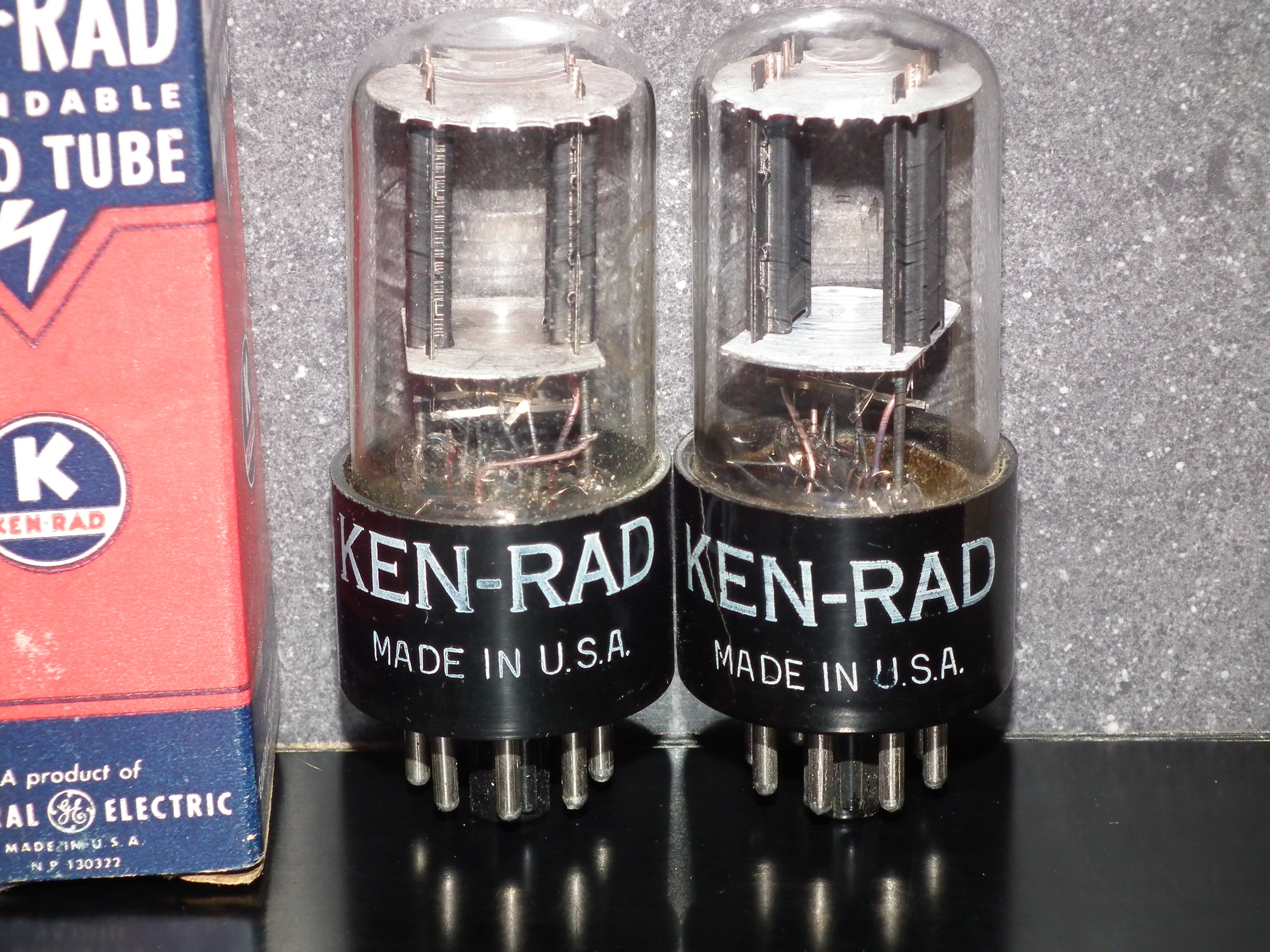 6SN7GT Ken Rad Square Getter 188 Codes Matched Pair (2 tubes