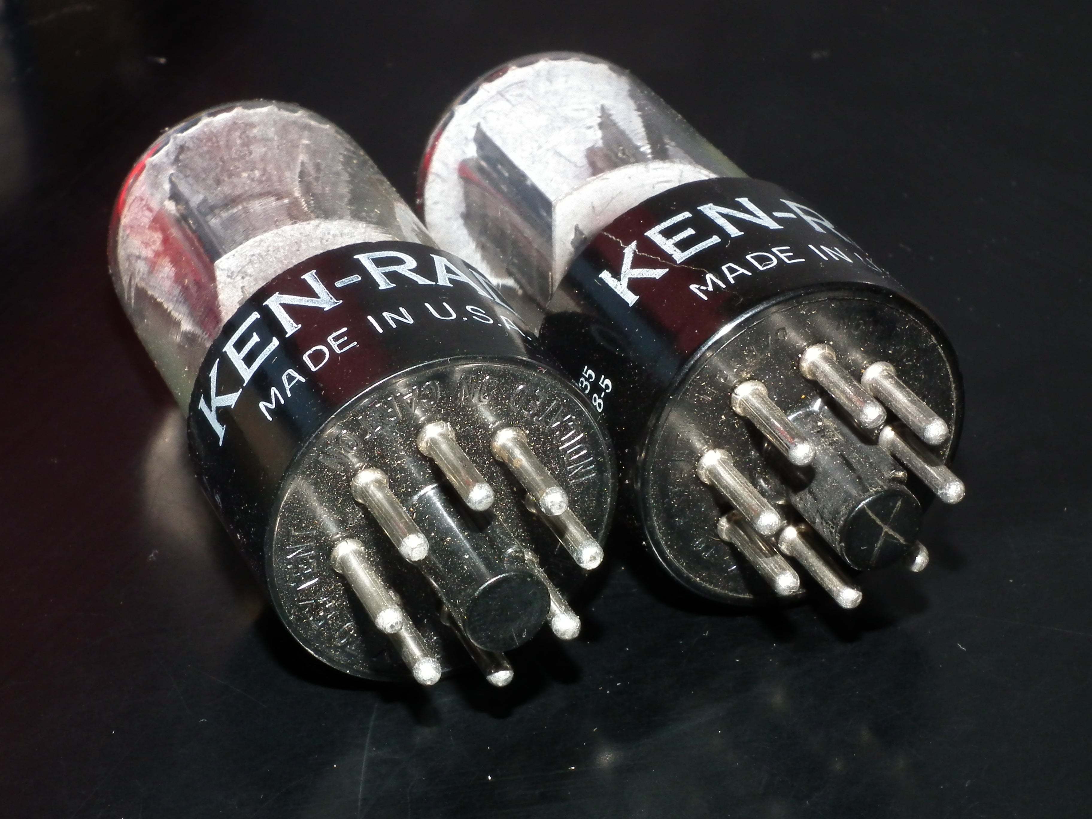 6SN7GT Ken Rad Square Getter 188 Codes Matched Pair (2 tubes