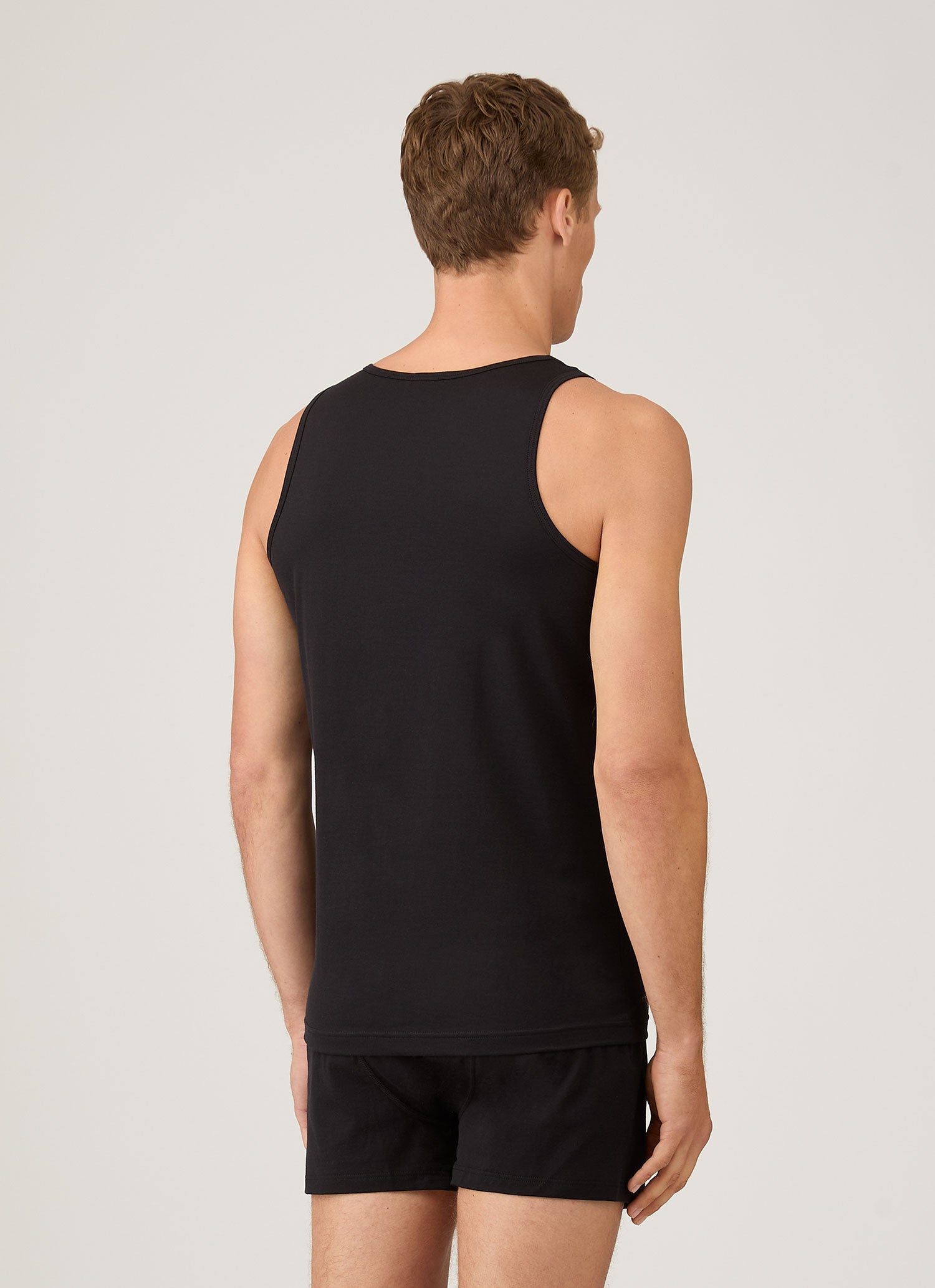 Men's Superfine Cotton Underwear Vest in Black | Sunspel