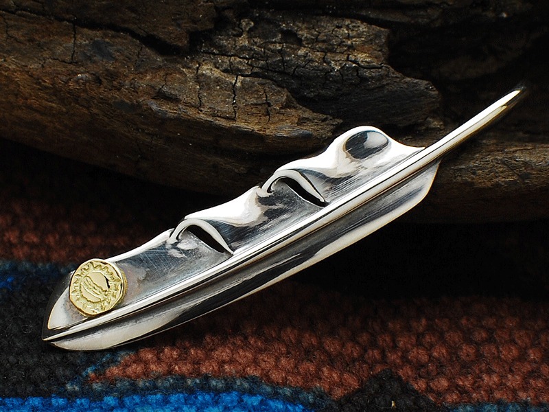 NATIVE SPIRIT K18 ホーク フェザー イエローゴールド バングル