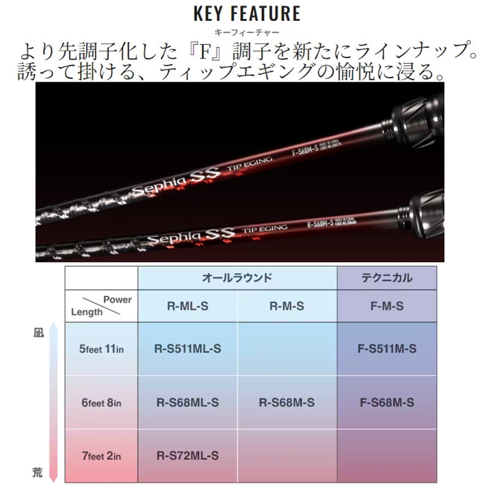 シマノ セフィア SS ティップエギング F-S511M-S 24年モデル - 釣具の