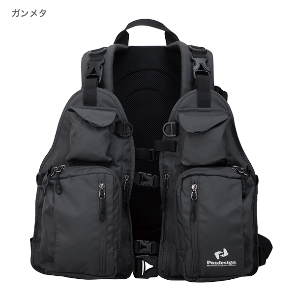 パズデザイン ZFV-032 2WAYフロートパックベスト ガンメタ - 釣具の