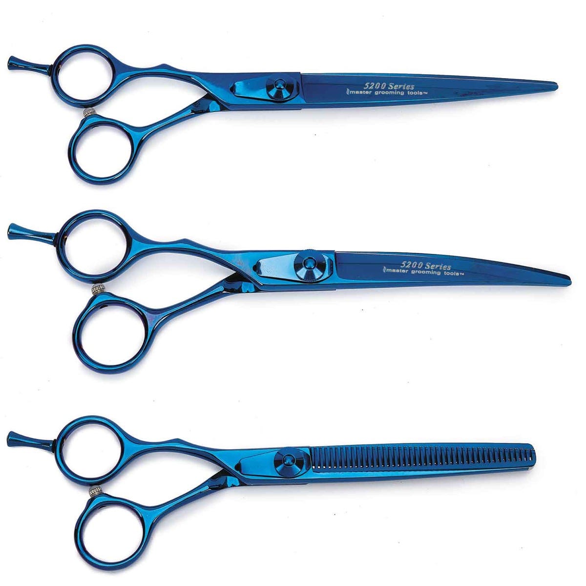 Master Grooming Tools 5200 Blue Titanium Lefty Shear Kit (3 Piece)