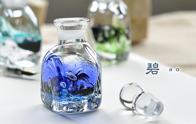 即日出荷OK】Pent〈ペント〉 インク壺by色工房 渓流 レクタングル 碧