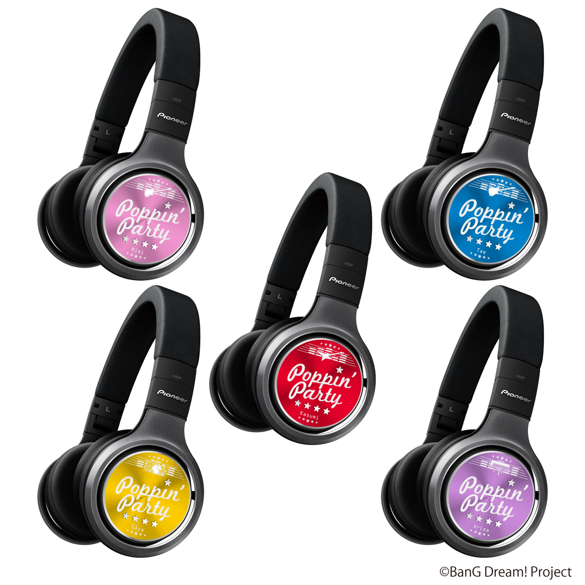 パイオニア、「バンドリ」コラボヘッドホン。Poppin'Partyメンバーを