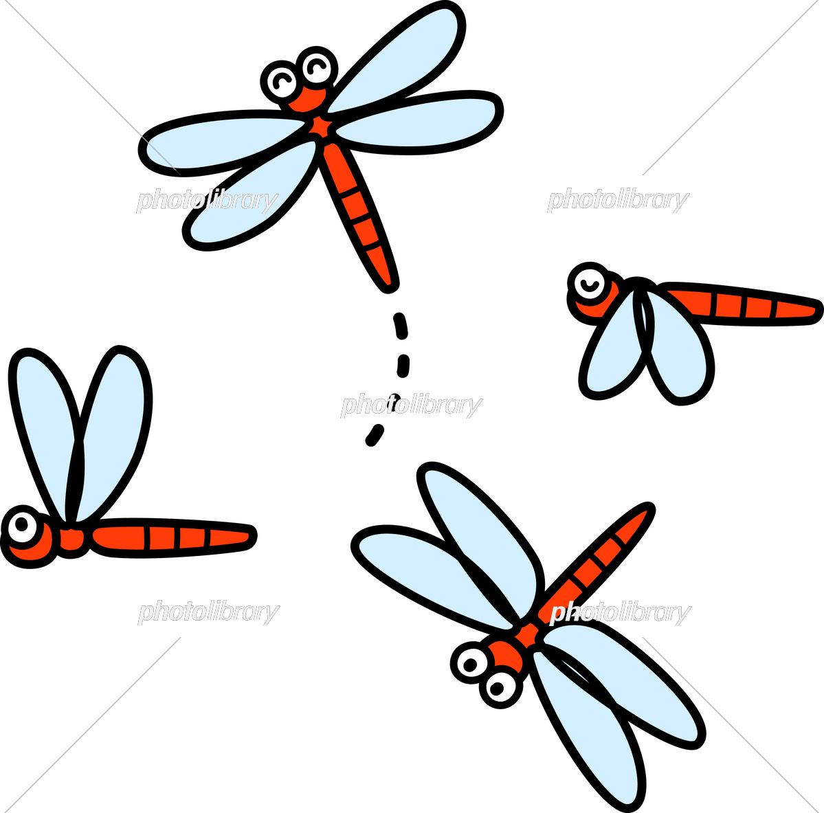 赤とんぼのデフォルメイラストセット イラスト素材 [7371829] - フォト