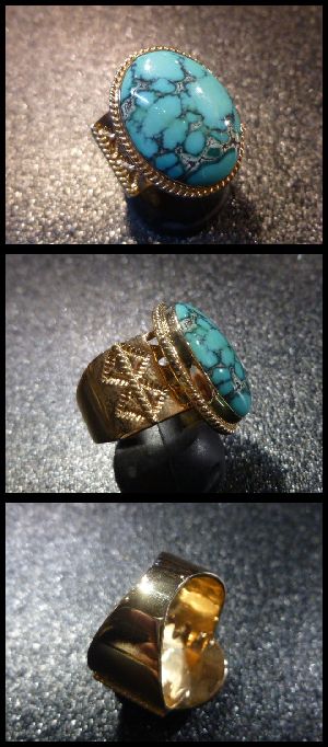 ナバホ Kirk・Smith カーク・スミス オール14Kゴールド&ターコイズ付