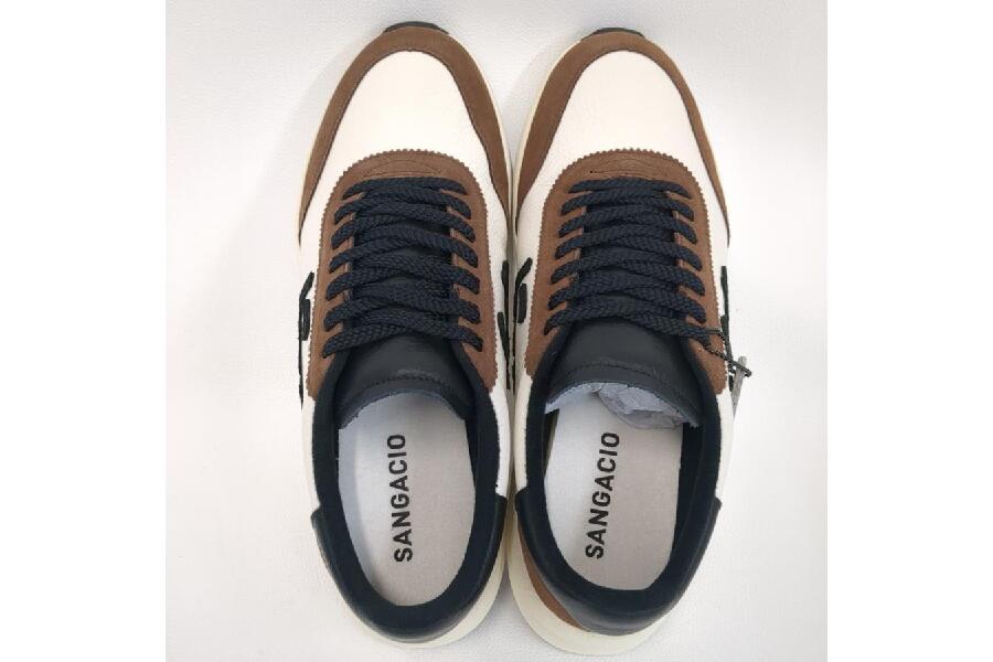 未使用感！SANGACIO『にゅ』27.5cm 白×茶スニーカー #入荷しました