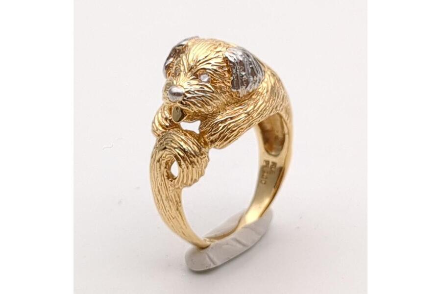 犬モチーフリング：K18×Pt900＆メレダイヤの魅力 #入荷しました