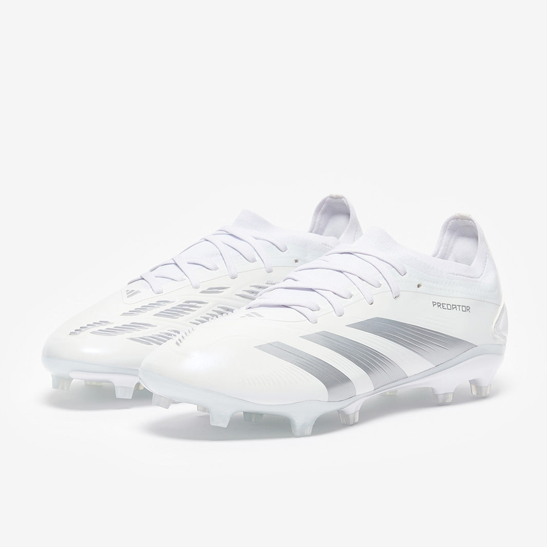adidas Predator Pro Firm Ground - White/Silver Met/White - Adult Boots