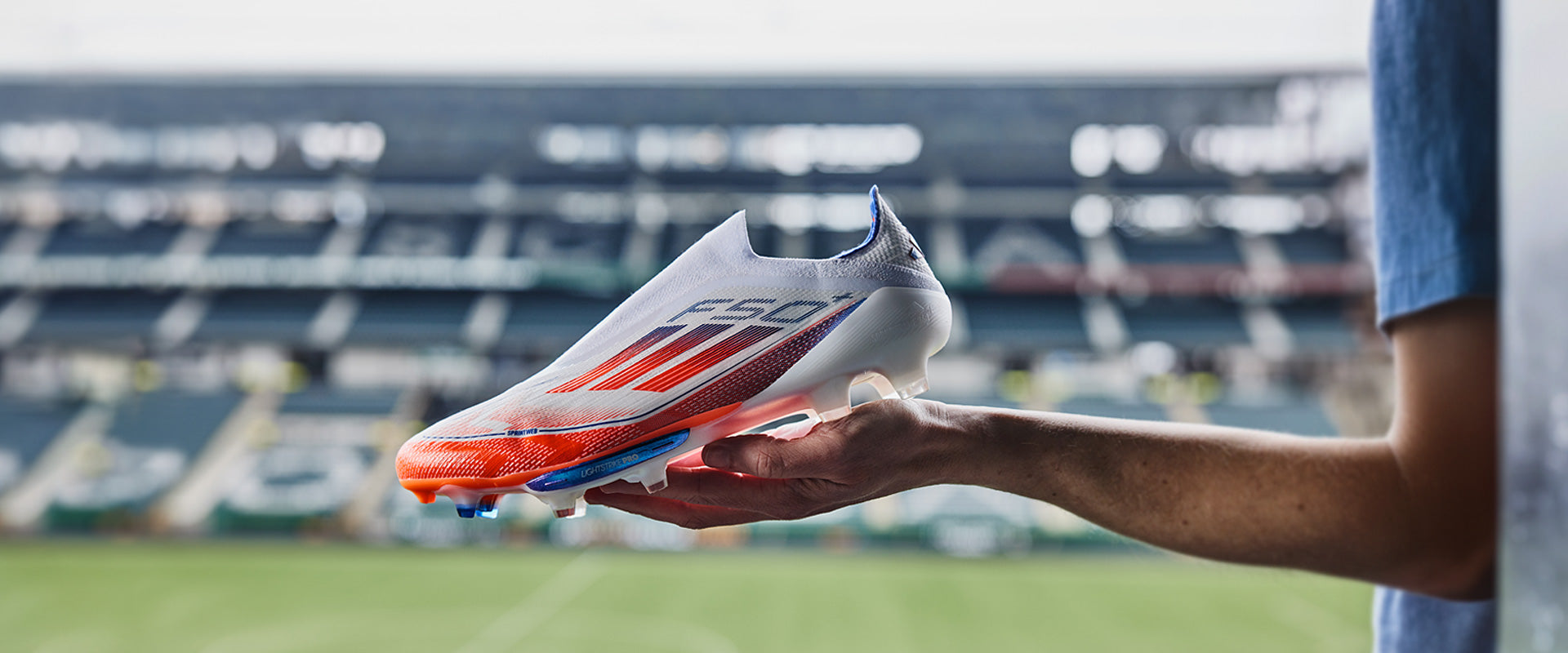 adidas F50+ Firm Ground - White/Solar Red/Lucid Blue - Adult Boots