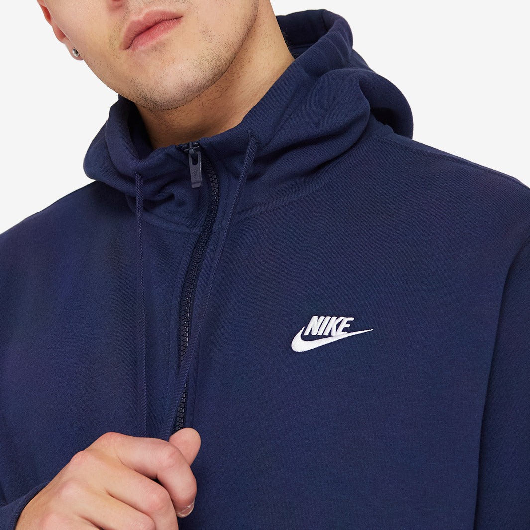 Nike Sportswear Club Zip Hoodie - Midnight Navy/White - Mens Clothing