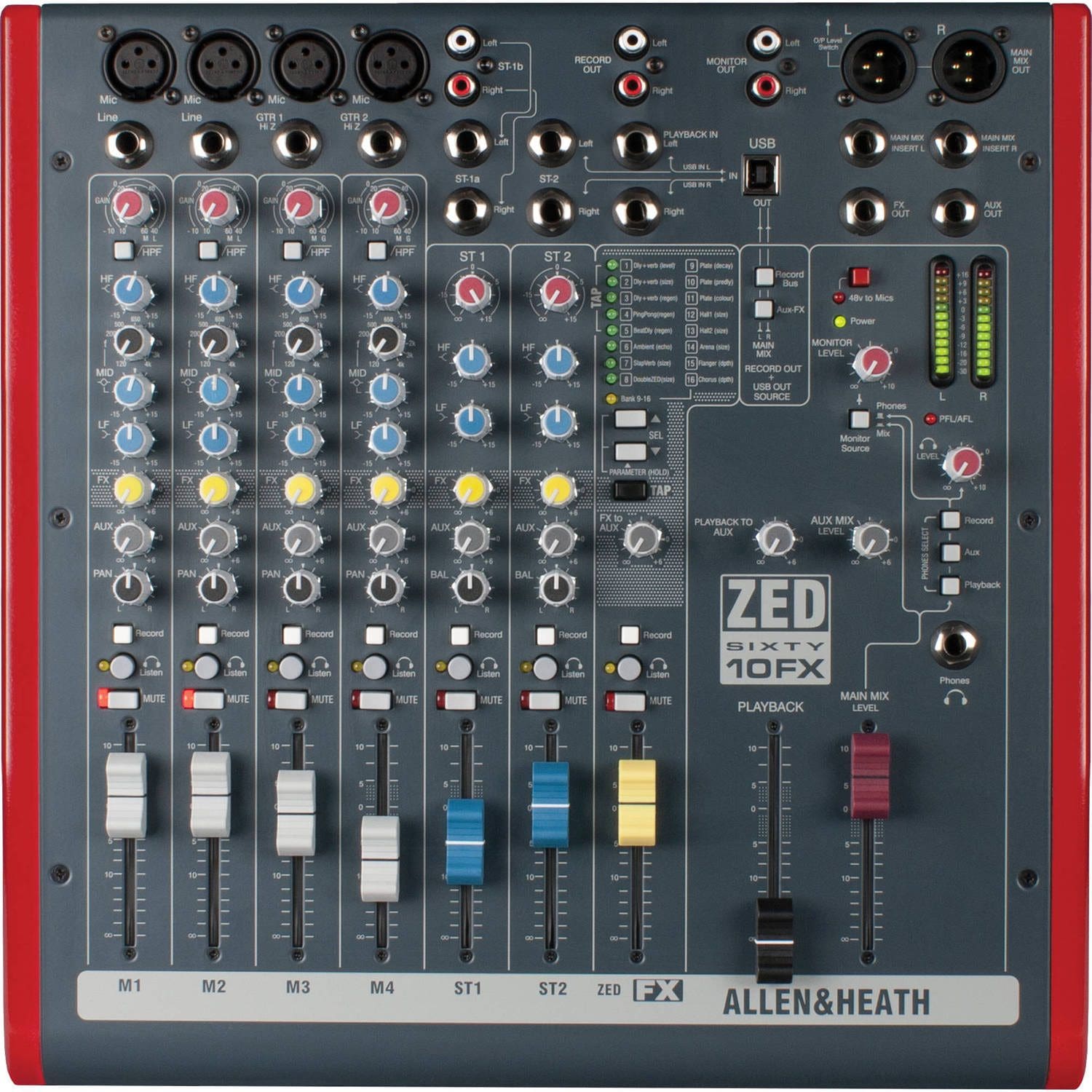 Allen & Heath ZED60-10FX – 6 Channel Mixer with Digital Effects