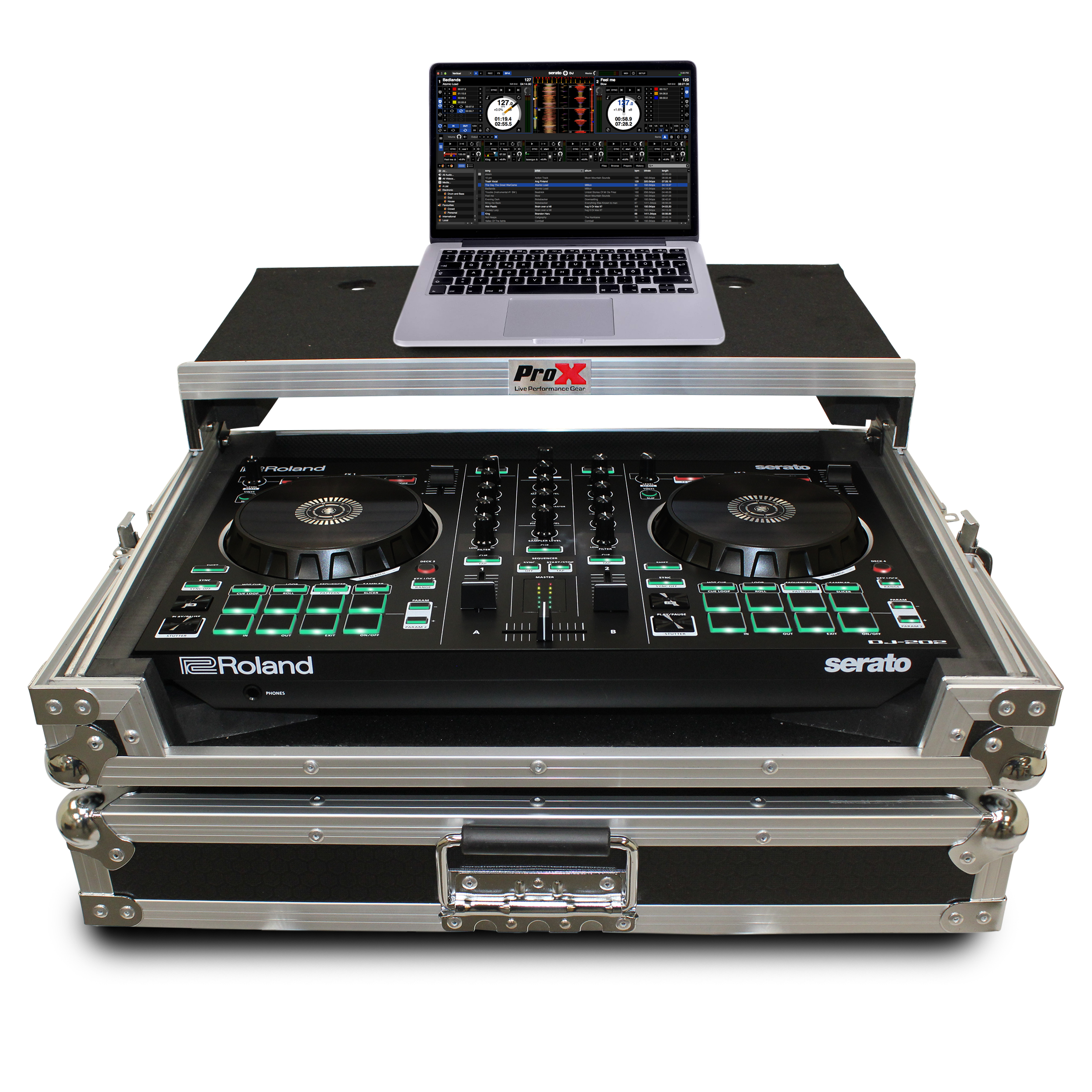 ProX X-DJ202 LT Flight Case For Roland DJ-202 Digital Controller W