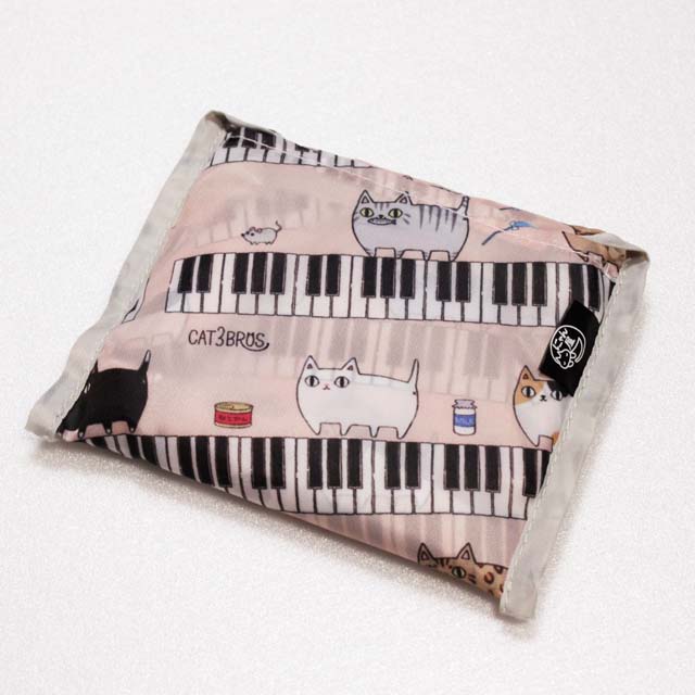 ピアノ鍵盤と猫6兄弟 エコバッグ【L】 230522 音楽雑貨