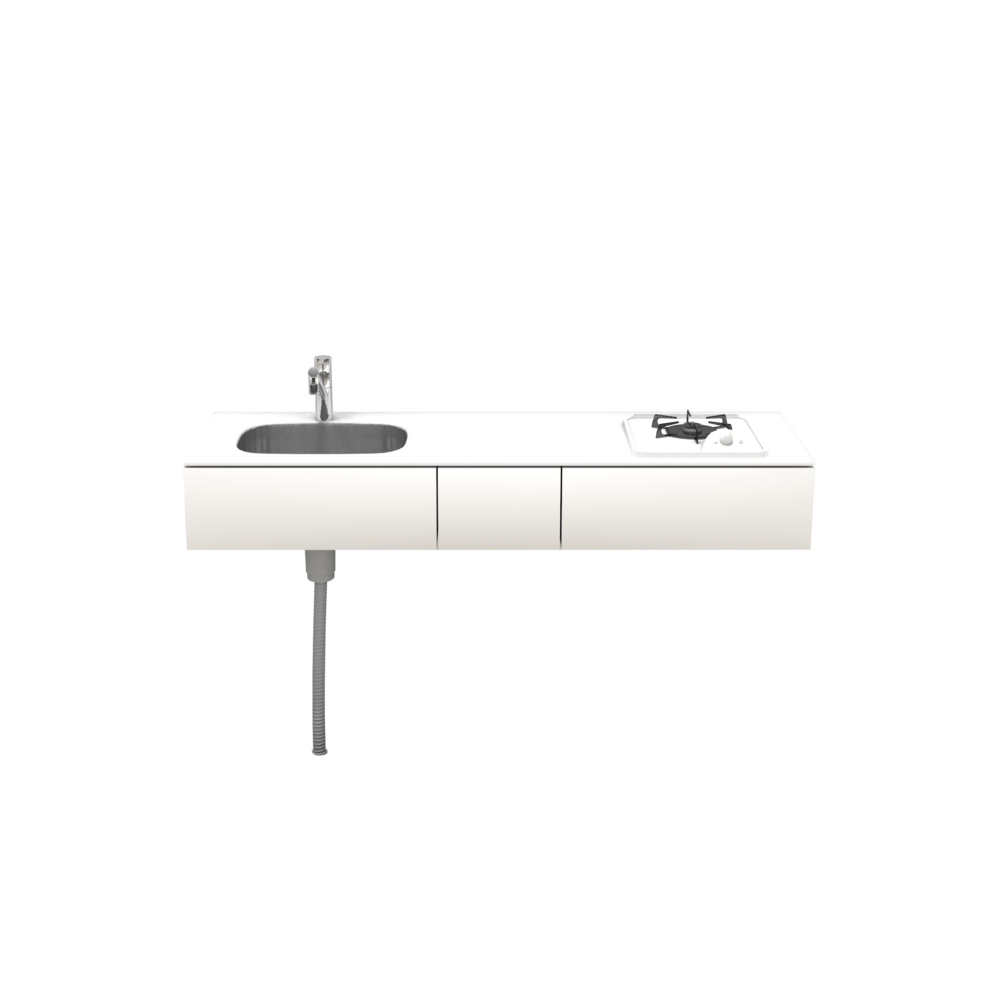 ホワイトミニマルキッチン W1500×D500 | KB-KC013-04-G183 | キッチン