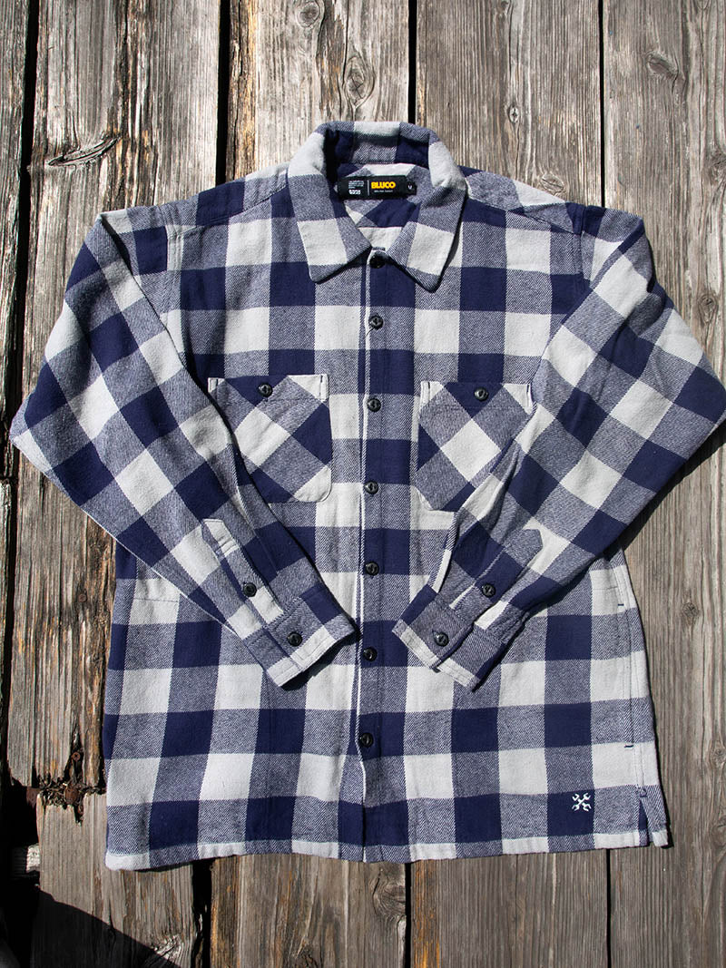 BLUCO 美品 BLUCO キルティングシャツ ネイビー OL-046 キルティング
