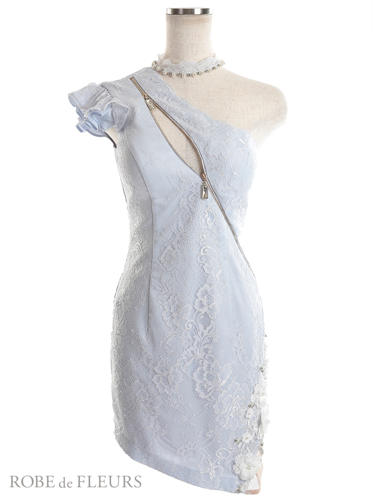 XS～Lサイズあり】立体フラワーレース切替×ジップタイトミニキャバ