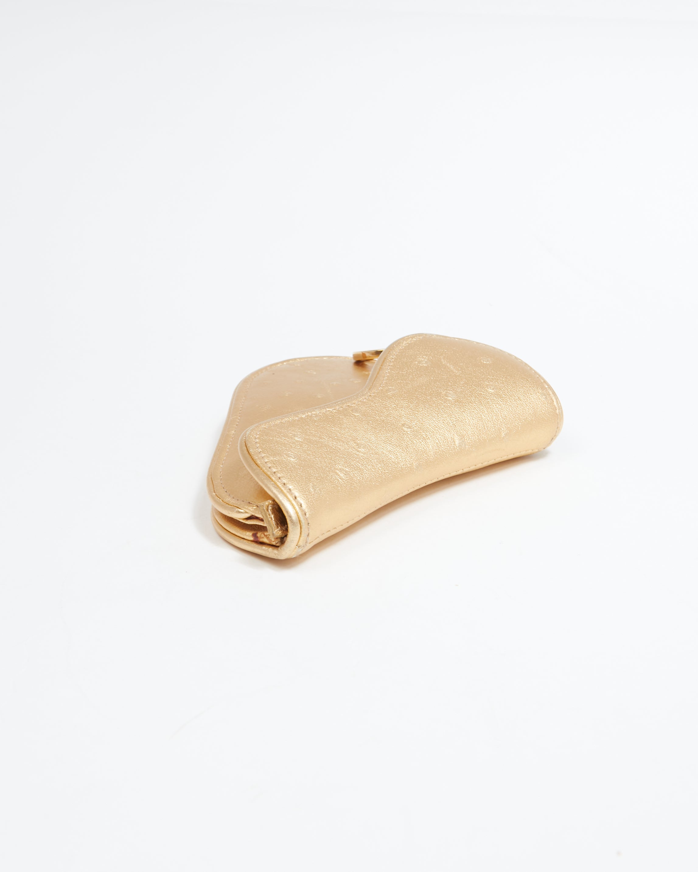 Explore a Dior Gold Embossed Leather Saddle Coin Pouch