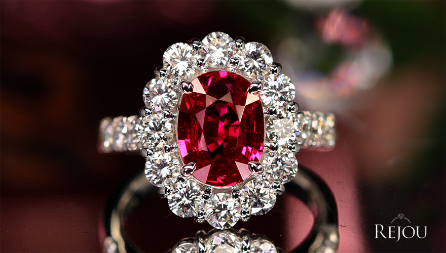 非加熱ルビー 2.2ct ダイヤモンド 1.6ct プラチナ リング(指輪)【品質