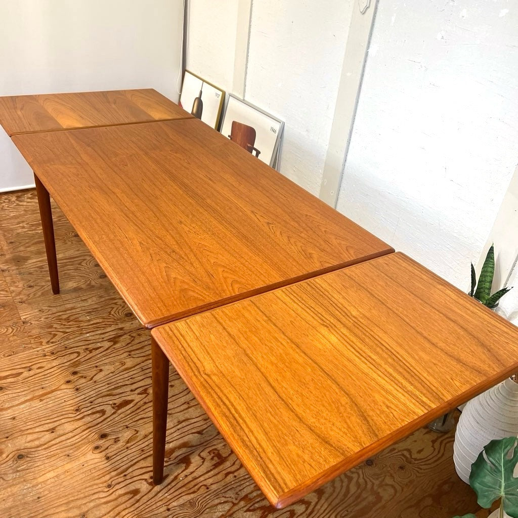 チーク材 伸長式 ダイニングテーブル ドローリーフ 北欧 ヴィンテージ