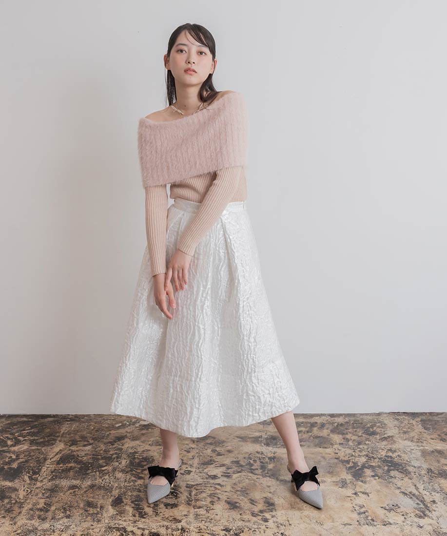 SALE】フラワージャガードフレアスカート