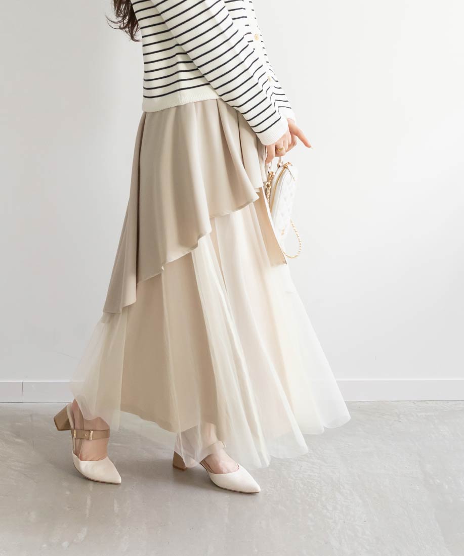 SALE】チュールドッキングフレアスカートRANDA公式サイト