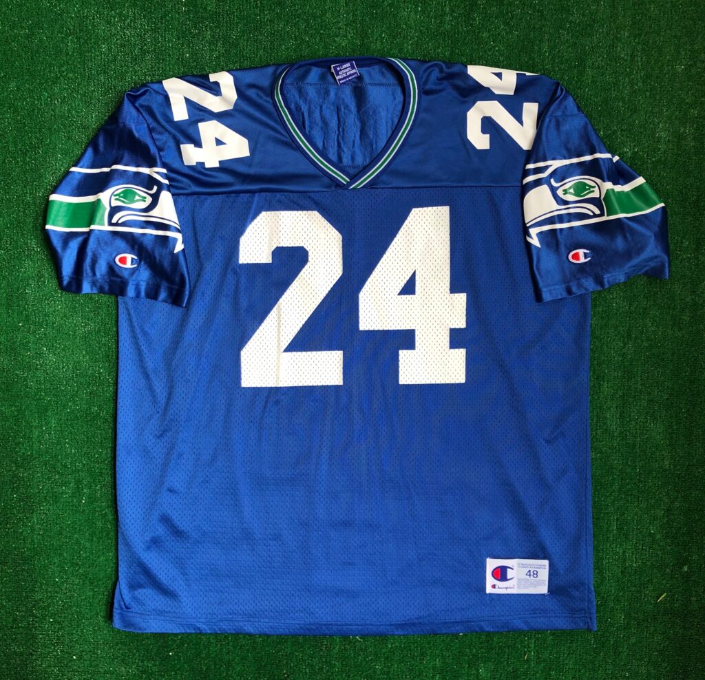 90's Shawn Springs Seattle Seahawks Champion NFL Jersey Size 48 XL