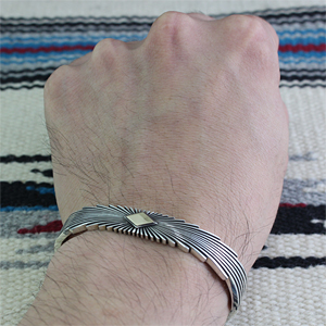 ナバホ族 Pat Bedonie 14K サンバースト バングル 【送料無料】