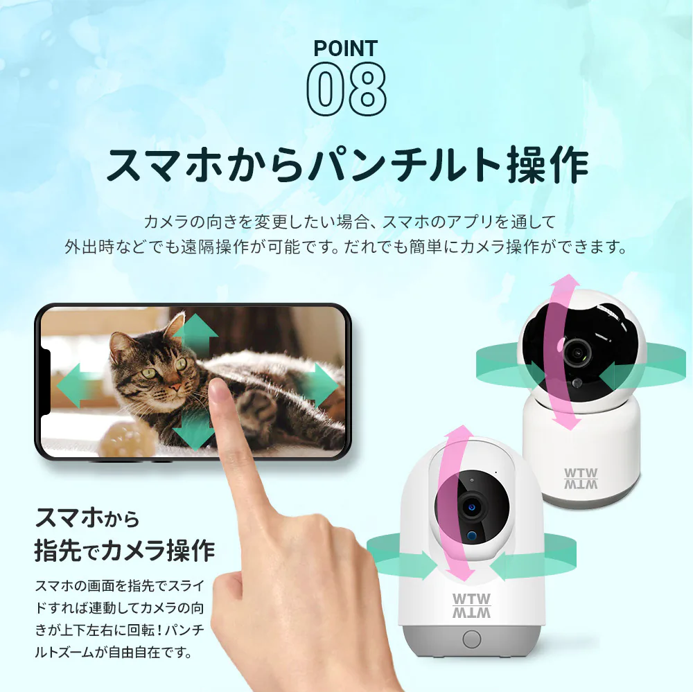 ペット監視カメラ みてるちゃん猫5MP 自動追跡 WTW-IPW268TW【WTW 塚本
