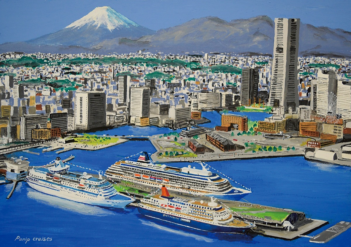 水彩画 港の風景 2018年作横浜税関 水彩画 港の風景 2018年作