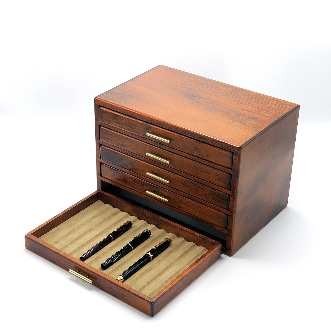 万年筆箱60 [筆記具,60本入れ,ペン皿,引出し,5段]