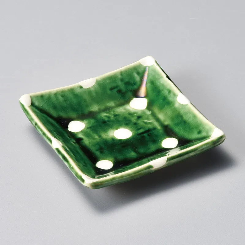 織部水玉角小皿(和風豆皿)|食器通販の陶磁庵